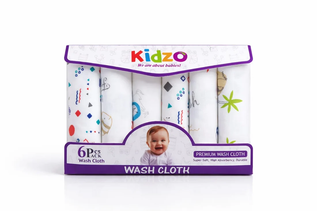 Kidzo Baby 6Pcs Face Towels