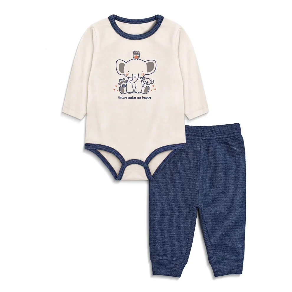 Cuddle & Cradle Baby Bodysuit & Trouser Set Elephant Blue - 001