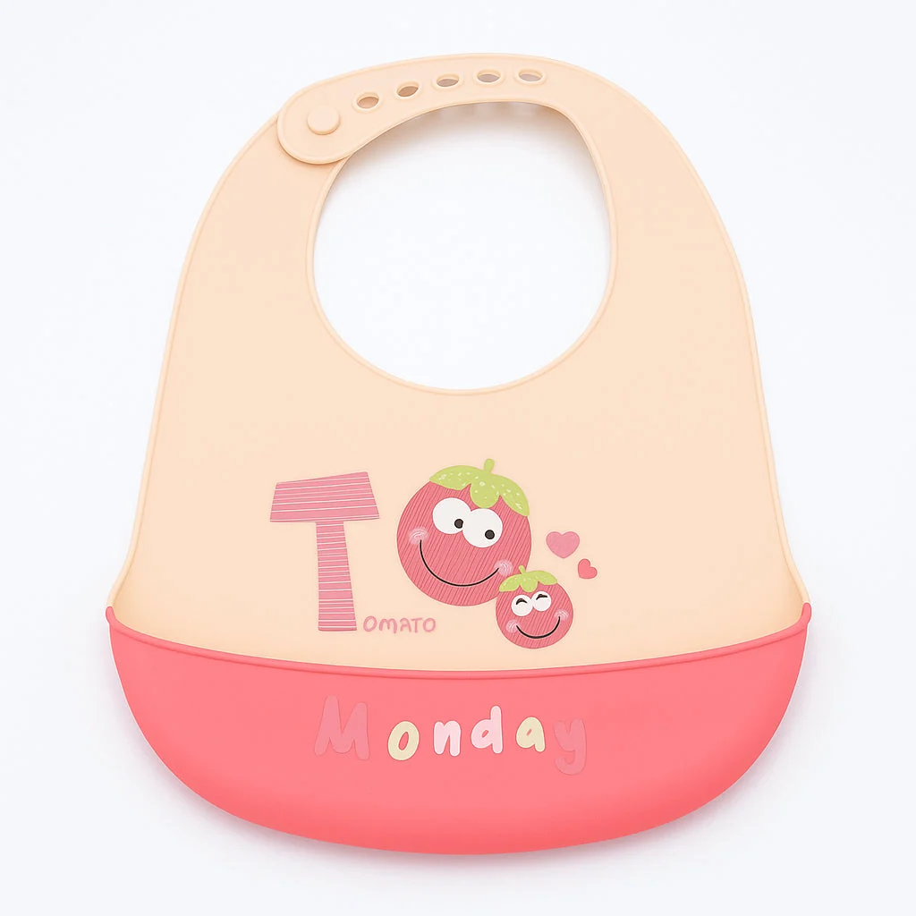 Baby Silicone Bib Pocket Tomato Peach - Sunshine